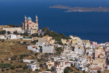 Ortodoks Anastaseos Kilisesi, Ermopoli, Syros, Yunanistan için şaşırtıcı Panorama