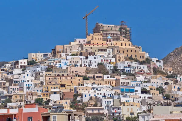Fantastiska Panorama av gamla stan i Ermopoli, Syros, Grekland — Stockfoto