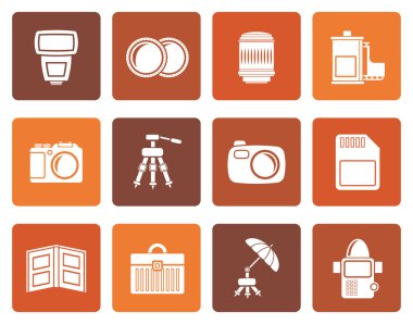 Düz fotoğraf ekipman simgeler 