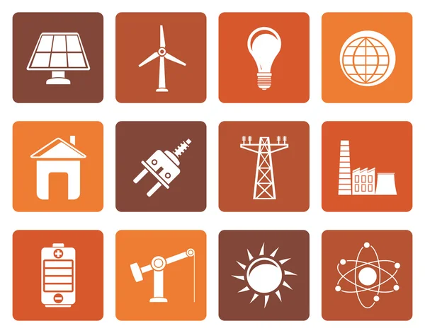 Iconos de energía, electricidad y energía — Vector de stock