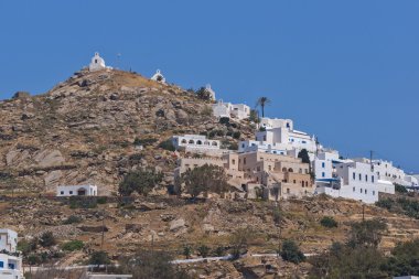 Panorama Chora şehir Ios Island, Yunanistan