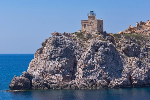 Amazing Seascape of Lighthouse of port of Ios island, Greece — Stock Photo, Image