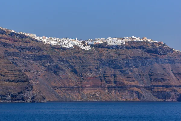 Incrível vista panorâmica para a baía de Sanorini ilha, Thira, Grécia — Fotografia de Stock