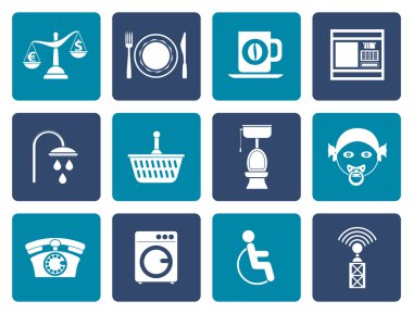 Düz yol kenarındaki otel hem de motel Hizmetleri simgeler