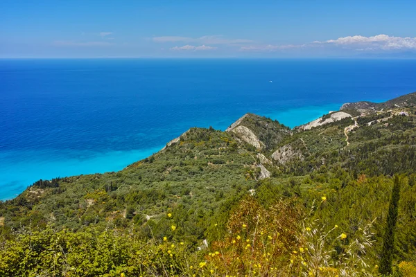 Amazing panorama of blue waters of Ionian sea, Greece — Zdjęcie stockowe