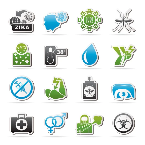 Zika Virus pandemic icons — Stock Vector