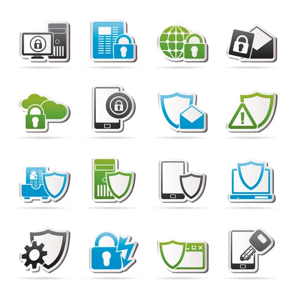 Data and Information Protection Security Icons — Stock Vector