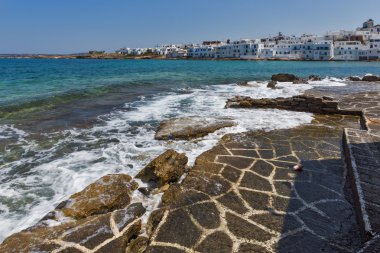 Kasaba Naoussa, Paros Island, Yunanistan inanılmaz Panoraması