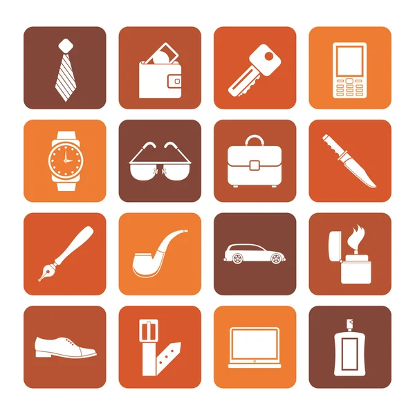 Flat man accessories icons and objects — Stock Vector