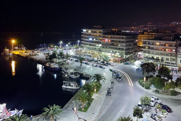 Verbazingwekkende panoramisch night foto van Kavala, Griekenland — Stockfoto