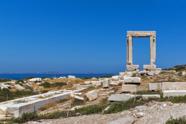 Panoramik Portara, Apollo Tapınağı giriş, Naxos Island, Yunanistan