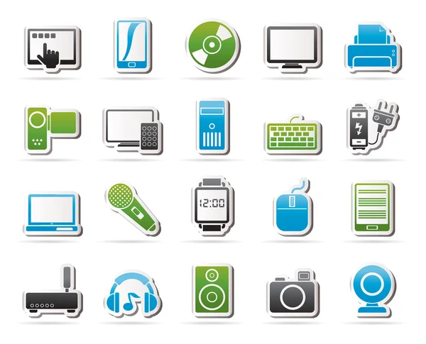 Electrónica para el hogar y dispositivos multimedia personales iconos — Vector de stock