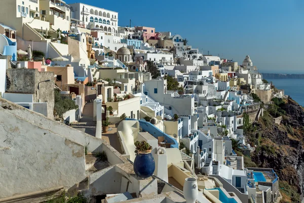 Fehér házak, Fira, Santorini-sziget, Thira, Görögország — Stock Fotó