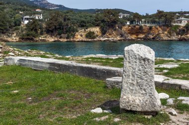Aliki, Thassos Island, Yunanistan arkeolojik kalıntıları şaşırtıcı görünümü