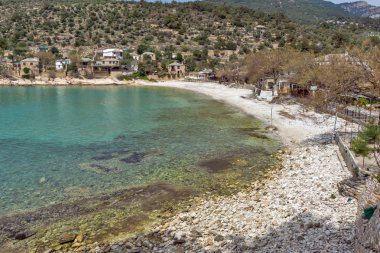 Panoramik Köyü ve Plajı Aliki, Thassos Island, Yunanistan  