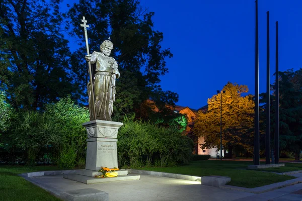 Ніч фото пам'ятник болгарський цар Самуїл, Софія — стокове фото