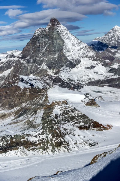 Mount Matterhorn, Valais Canton, Alpler kış görünümü — Stok fotoğraf