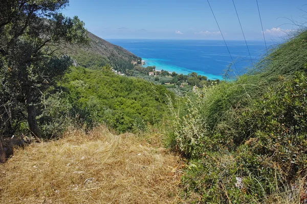 Paisaje panorámico con aguas azules, Lefkada, Islas Jónicas — Foto de Stock