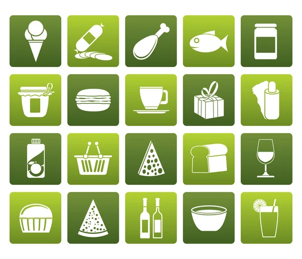 Platt Shop och livsmedel ikoner — Stock vektor