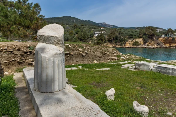 Arkeolojik Aliki, Thassos Island, Yunanistan, antik sütun