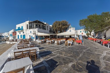 Mykonos, Yunanistan'ın şehirdeki tipik Restoran