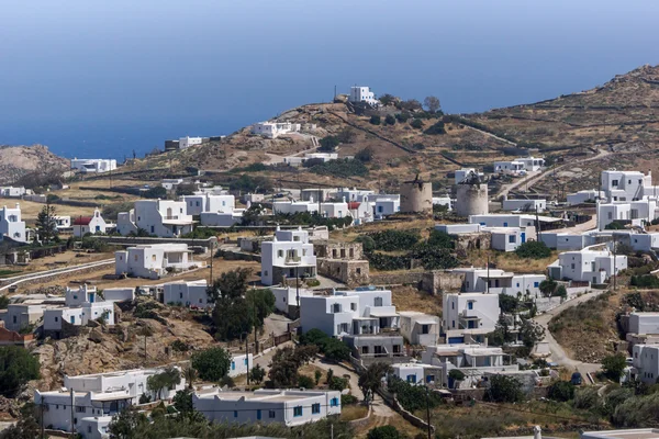 Panoráma a város az Ano Mera, sziget Mykonos, Görögország — Stock Fotó