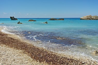 Katisma Beach, Lefkada, oniki adalar manzarasına