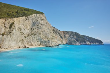 Porto Katsiki Beach, Lefkada, İyonya Adaları muhteşem manzara