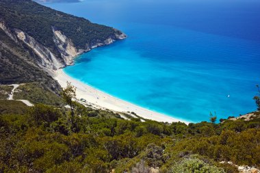 Panoramik Myrtos Beach, Kefalonia, Ionian Islands
