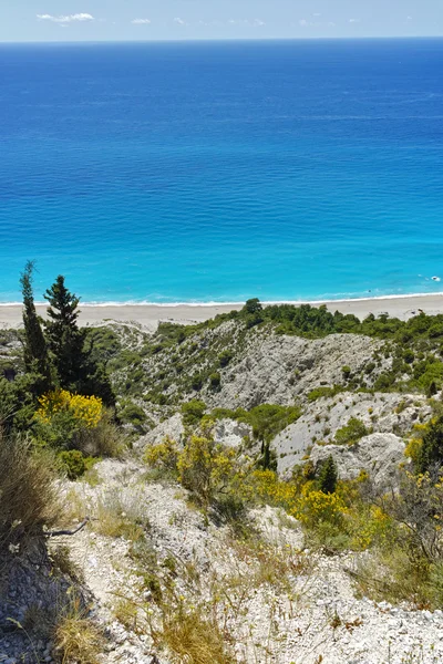 Blue Waters of Gialos Beach, Lefkada, Ilhas Jónicas — Fotografia de Stock