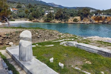 Arkeolojik Aliki, Thassos Island, Yunanistan, antik sütun