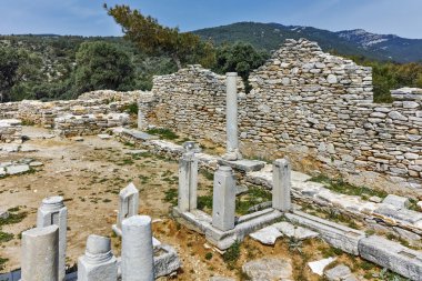 Arkeolojik Aliki, Thassos Island, Yunanistan, antik Kilisesi'nin iç görünüm