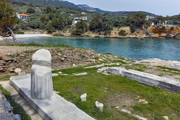 Arkeolojik Aliki, Thassos Island, Yunanistan, antik sütun