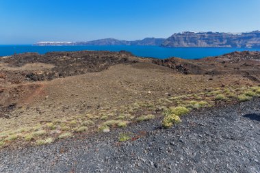 Santorini, Yunanistan Nea kami ada'nın yanardağ Panoraması