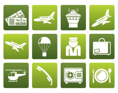 Düz Havaalanı ve seyahat simgeler