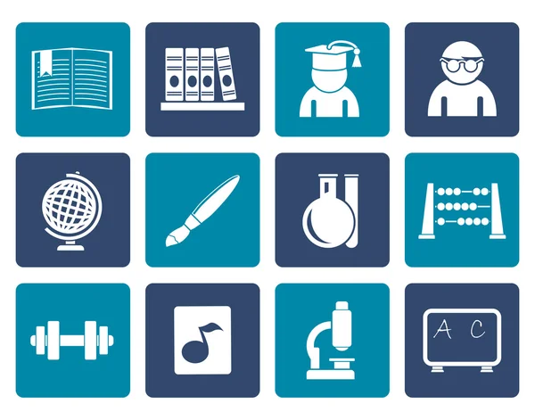 Platt ikoner för skola och utbildning — Stock vektor