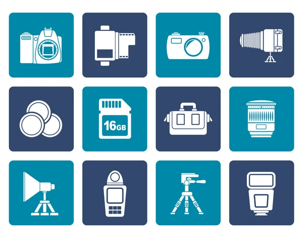 Flat Photography equipment and tools icons — Stock Vector