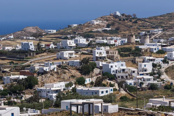 Panorama de la ciudad de Ano Mera, isla de Mykonos, Cícladas —  Fotos de Stock