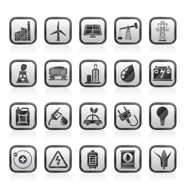 Power, energy and electricity Source icons — Stock Vector