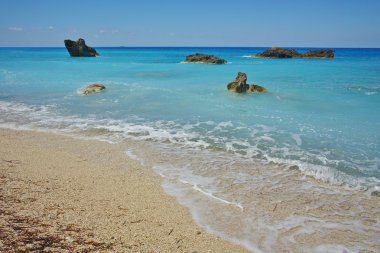 Katisma Beach, Lefkada, İyonya Adaları muhteşem manzara