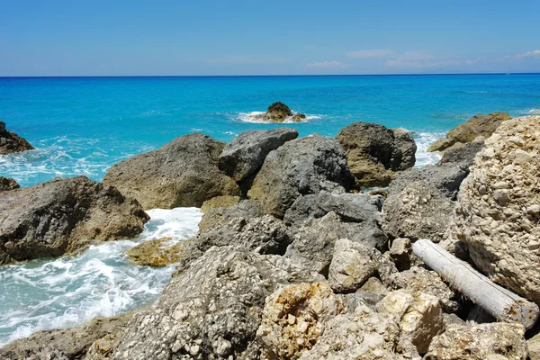 Seascape Wyspy Jońskie plaży Megali Petra, Lefkada, — Zdjęcie stockowe