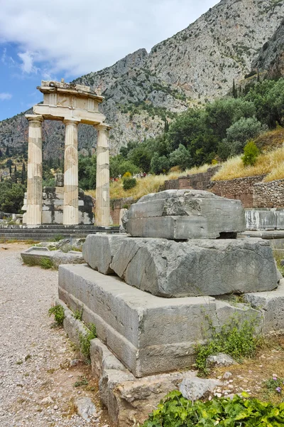 Pronaia ιερό Αθηνάς στην αρχαία ελληνική αρχαιολογικός χώρος των Δελφών — Φωτογραφία Αρχείου