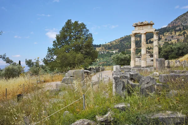 Pronaia ιερό Αθηνάς στην αρχαία ελληνική αρχαιολογικός χώρος των Δελφών — Φωτογραφία Αρχείου