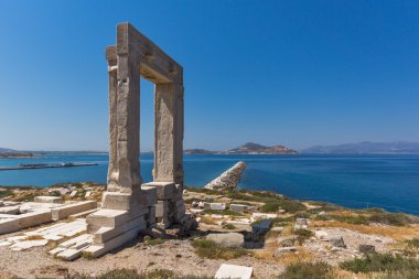 Kalıntıları Portara, Apollo Tapınağı girişi, Naxos Adası, Cyclades,