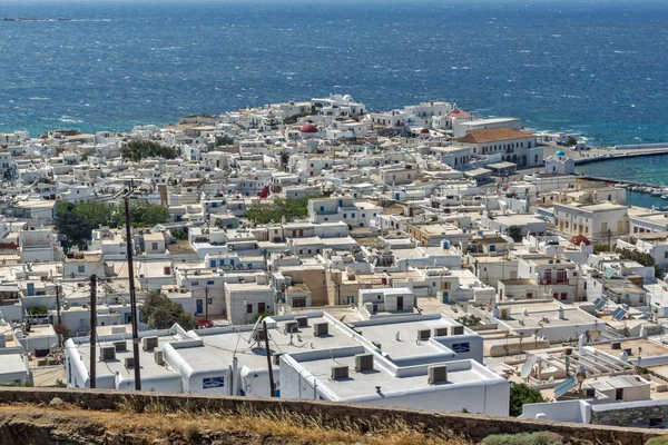 Panoramisch uitzicht van de Egeïsche zee en eiland Mykonos, Cycladen — Stockfoto
