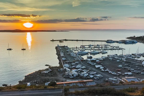 Sunset Panorama do porto de Sozopol, região de Burgas — Fotografia de Stock