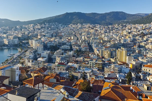 Панорамный вид на порт города Кавала, Греция — стоковое фото