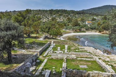 Panorama arkeolojik Aliki, Thassos Adası, Doğu Makedonya ve Trakya