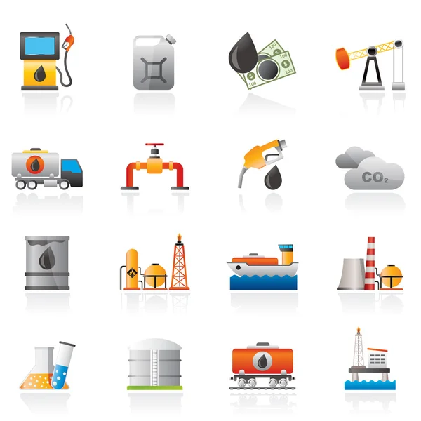Icônes de l'industrie pétrolière et pétrolière — Image vectorielle