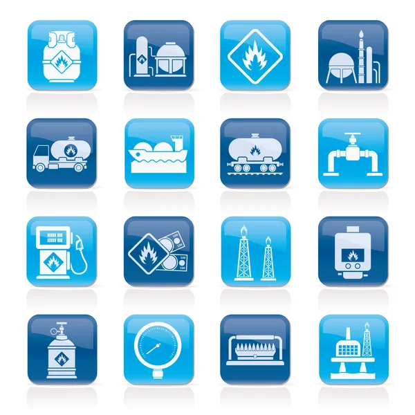 Icônes de l'industrie du gaz naturel et de l'énergie — Image vectorielle